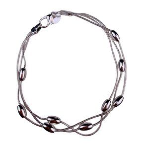 Sterling Silver Tone Womens 3-Strand 925 Bracelet Lobster Clasp Elegant Design